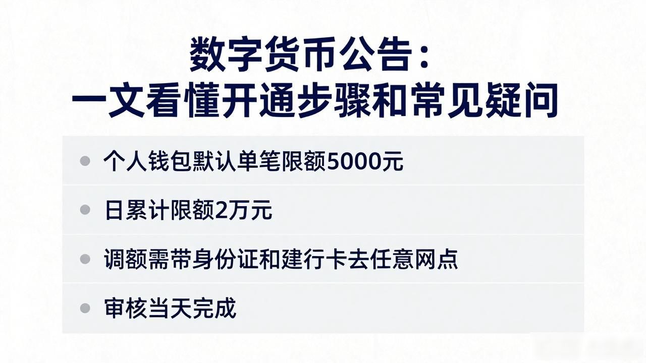 建行数字货币公告:一文看懂开通步骤和常见疑问
