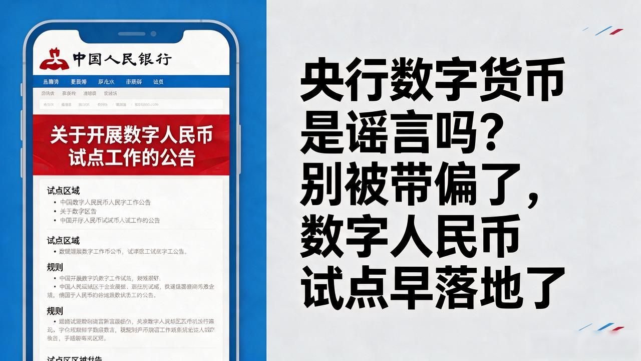 央行数字货币是谣言吗?别被带偏了,数字人民币试点早落地了